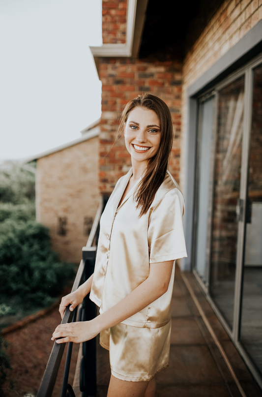Short Button Up Set - Champagne