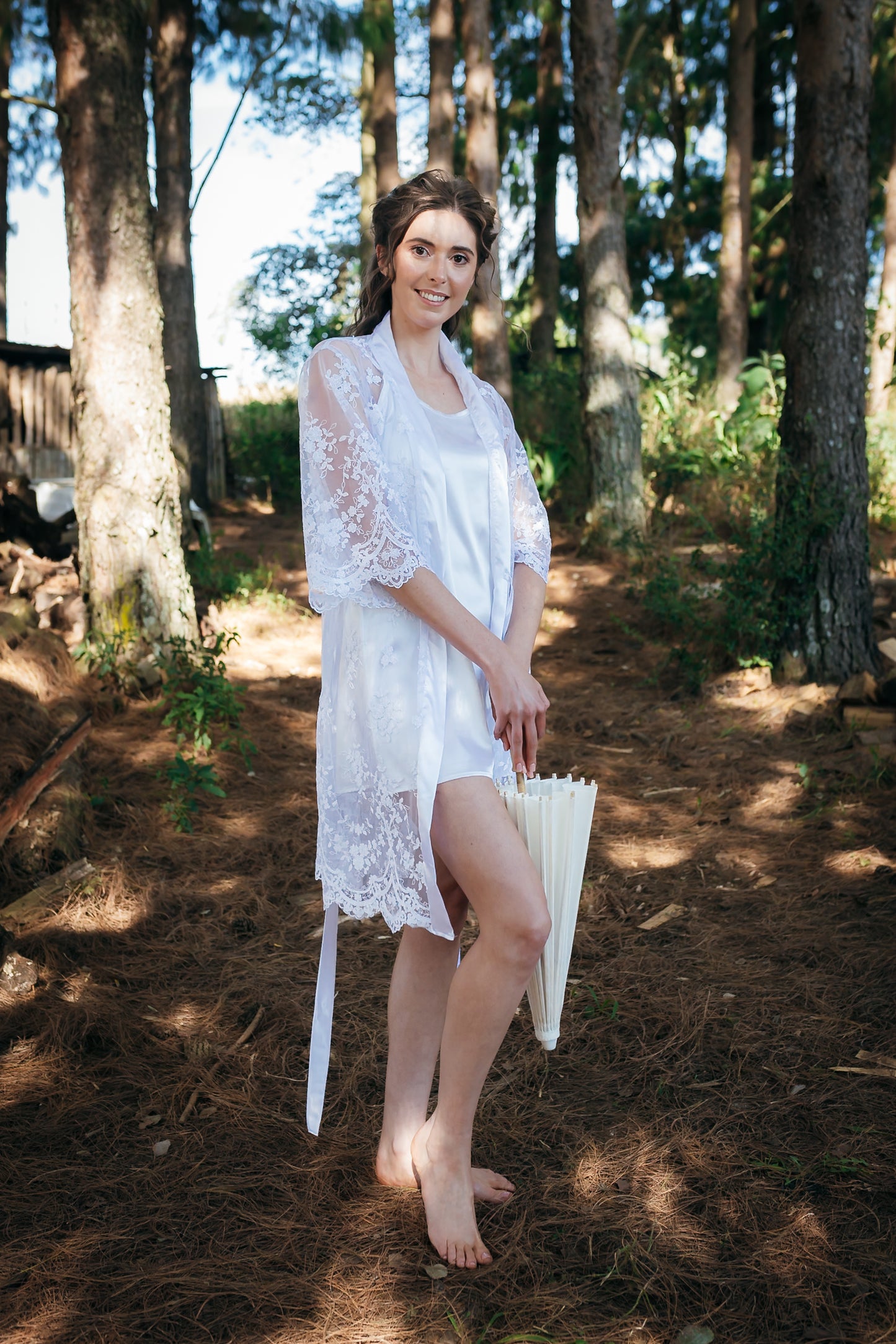 White Lace Bridal Robe