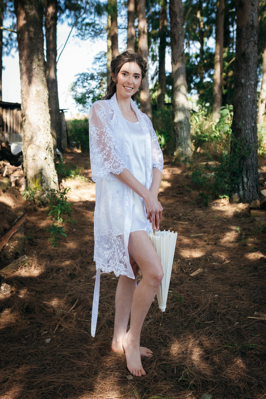 White Lace Bridal Robe