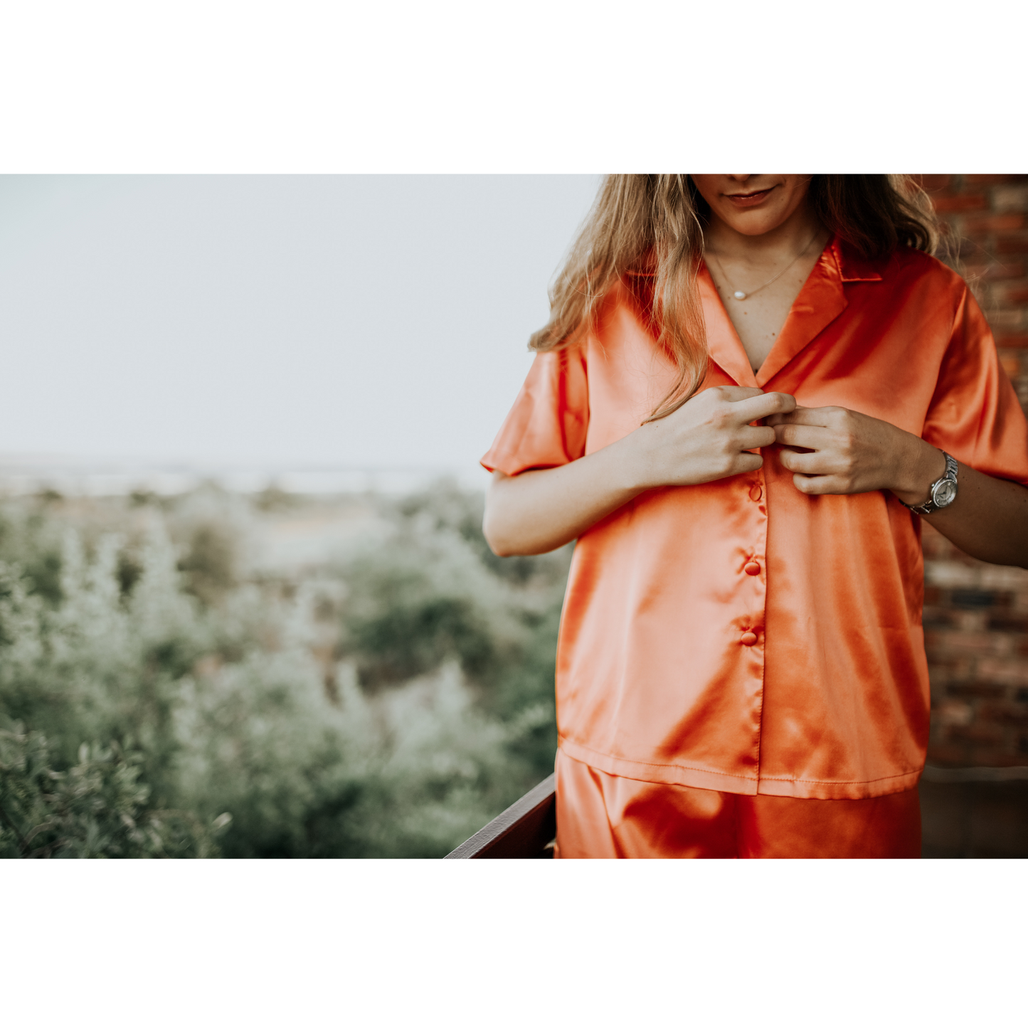 Short Button Up Set - Burnt Orange